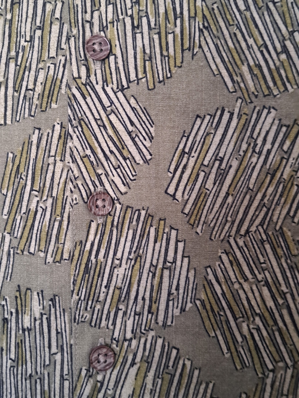 George Olive Short-Sleeve Button-Down Shirt with Cream & Brown Abstract Print - Picture 3 of 5